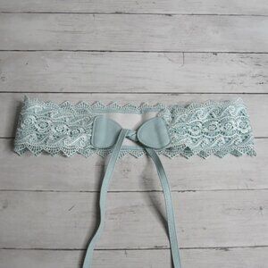 Vintage Women's Blue Lace Cummberbund Corset Belt One Size Ties